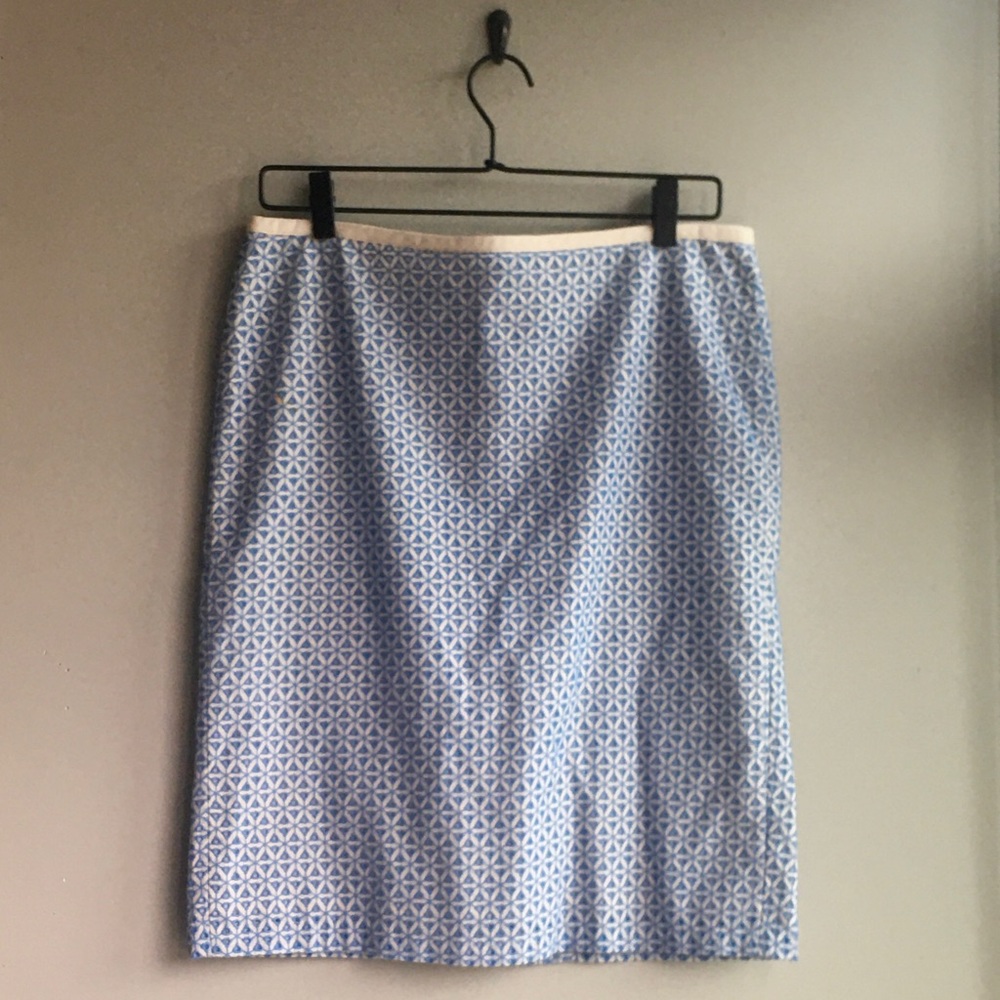 TALBOTS blue/white embroidery cut-out mini